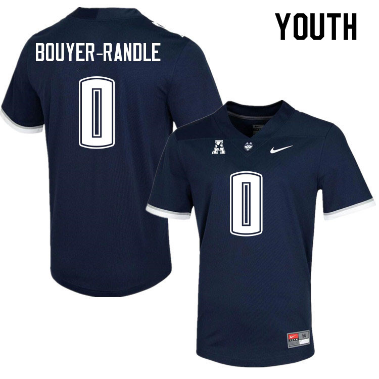 Youth #0 Brandon Bouyer-Randle Uconn Huskies College Football Jerseys Sale-Navy - Click Image to Close